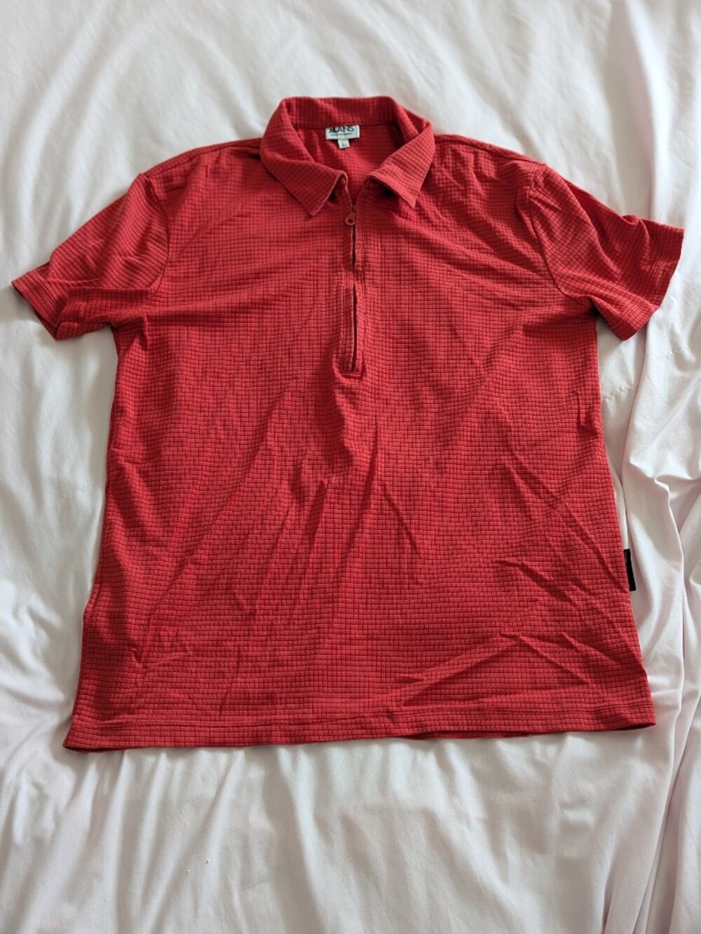 Dolce & Gabbana Red Textured Zip Polo Shirt L